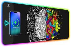 ToLuLu RGB Gaming Wireless Charging Mouse Pad, 7.5/10/15W 10 Light Modes LED Mouse Pad Computer Keyboard Mat Mousepad, 800x300x4MM Extended Large Desk Mat for Gaming, MacBook, Laptop, PC, Human Brain