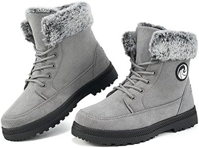 Alicegana Women's Cotton Warm Fur Snow Winter Lace Up Flat Cute Plus Size Comfortable Ankle Platform Boots, 008 Grey, 8