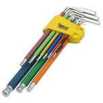 SabreCut 9 Piece SCHEX009S Soft Grip Extra Long Hex, Hex Diamond (Hex Plus) Allen Key Set with Colour Coding - 1.5mm - 10mm