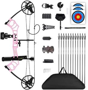 Compound Bow Package for Youth & Adults,Beginners and Women,22.5"-30" Draw Length,10-50 Lbs Draw Weight,290fps,Limbs Made in USA,Hunting Bow Archery Set