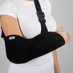 ArmoLine Deluxe Arm Sling Breathable Fabric for Black Broken Arm Bandage for broken wrist shoulder immobilizer (M)