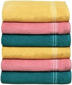 Palatial Lifestyles Hand Towels Set of 6. 100% Cotton Hand Towel with Zero Twist Yarn.Ultra-Soft for Sensitive Skins,Highly Absorbent Towel for Washbasin, Yoga (Sunshine Yellow, Pink, Aqua)