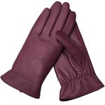 Ymmchy Leather Gloves for Women Warm Touch Screen Gloves Winter Genuine Texting Glove Wine Red M