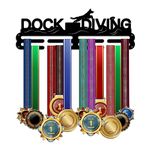 PH PandaHall Dock Diving Hanger Display, Dog Medal Holder Display Hanger Metal Medal Rack Frame Sport Awards Ribbon Holder Personalized Wall Mount Tiered Award Rack for Over 60 Medals Athletes