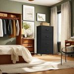 DWVO Dresser with 4 Drawers - Fabric Dresser, Organizer Unit for Bedroom, Living Room, Closets - Sturdy Steel Frame, Easy Pull Fabric Bins & Wooden Top