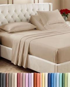 Flex Top Split Head King 4 Piece Sheet Set - Ultra-Soft, Breathable & Cooling Bed Sheets Set - Hotel Luxury Bedding for Women & Men with Deep Pockets - Wrinkle Free & Fade Resistant - Oeko-Tex - Cream