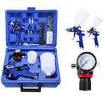 YaeTek HVLP 2-Spray Guns Kit Paint Base Primer, Air Spray Gun Set 0.8mm & 1.4mm Nozzle with Gauge, Auto G Feed Painting 2-Sprayer Paint Gun