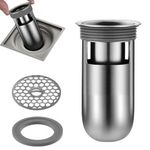 HASTHIP® Drain Strainers, Universal Bathroom Drain Strainer for 38-55mm DiaStainless Steel Floor Drain with Hair Catcher Cover and Adapter Ring, Anti-Clog Shower Drain Filter for Hair and Debris