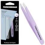Tweezerman Lavendar Mini Slant Tweezer, Professional Stainless Steel Precision Tweezers for Facial Hair and Eyebrows, with Travel Case, Amazon Exclusive (Pack of 1)