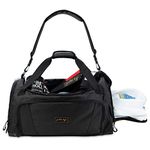 Gold BJJ Jiu Jitsu Duffle Bag - Waterproof Pocket for Sweaty Gi, Rashguard, or Shoes - The Perfect Duffel Bag for Martial Arts Gear, Boxing, MMA, and More (Black)