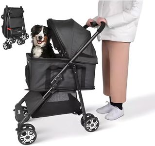 PawLites Pet Pram Stroller for Cats and Small Dogs Walks Folding Travel Carrier with Wheels, Black
