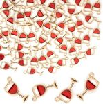 Framendino, 100 Pack Red Wine Cup Enamel Charms Red Wine Cup Pendents for Necklace Bracelet Jewelry Making