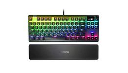 SteelSeries Apex 7 Tkl Compact Mechanical Gaming Keyboard Oled Smart Display Usb Passthrough & Media Controls Linear & Quiet Rgb Led Backlit, Black