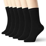 Womens Black Thin Cotton Socks High Ankle 6 Pack