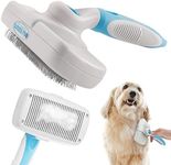 The Pet Portal Self Cleaning Dog Brush for Shedding Slicker Brush Cat Long Haired Pet Brush Grooming Deshedding Supplies - Medium to Large Pets White