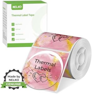 Étiquettes thermiques rondes pour étiqueteuse Nelko PM220 - 50 mm - Imperméable - Ruban adhésif multifonction - 1 rouleau de 150 feuilles de papier thermique autocollant (dégradé rose et jaune)