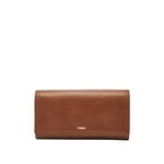 Fossil Women's Logan Faux Leather Wallet RFID Blocking Flap Clutch Organizer, Brown (Model: SL7833200)