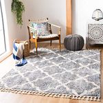 Safavieh Berber Fringe Shag Collection BFG627N Area Rug, 8' x 10', Grey/Cream