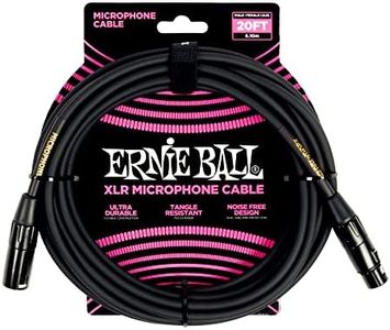 Ernie Ball 20ft Male Female XLR Microphone Cable Black