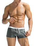 COOFANDY Mens Swim Trunks Swimwear Bathing Suit Swim Brief Square Leg Board Short S-3XL, 1 - Dark Grey and White, Large