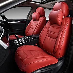 TIEHESYT Martha Red Car Seat Covers Front Pair, Breathable Leather Automotive Front Seat Covers for Comfortable Driving, Universal Auto Interior Fit for Most Kinds of Vehicles, SUV, Trucks, Sedans