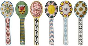 heart & home Ceramic Teaspoons, Ceramic Coffee Spoons, Small Spoons for Dessert, Espresso and Tea, Colorful Porcelain Spoons, Small Cute Spoons, Multicolor Set of 6, Dishwasher & Microwave Safe