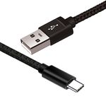 USB-A to USB-C Charger Cable, USB C to USB 2.0 Double Braided Nylon Type C Charging Cable for Samsung Galaxy S8 S8+ S9 S9+, HTC 10, Sony XZ, LG V20 G5 G6 (1 Meter, Black)