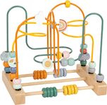 Small Foot 11956 Safari Wooden Motor Skills Toy for Children with 3 Metal Bows from 12 Months Tiere, Multicolored