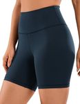 CRZ YOGA Women's Naked Feeling Biker Shorts - 6 Inches High Waisted Yoga Workout Gym Running Spandex Shorts True Navy Medium