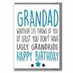 Funny Birthday Cards for Grandad, Ugly Grandkids,Joke Happy Birthday Card from Grandson Granddaughter, Banter Card, Father's Greeting Cards Gift for Grandpa Gramps C275