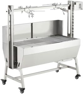 Garvee Stainless Steel Electric Rotisserie Grill for Whole Pig & Lamb, Charcoal Spit Roaster with Wind Screen, 52W Motor & Lockable Casters for Camping Barbecue, 132LBS Capacity, 44 * 17.32 * 40"
