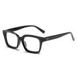 Hubeye Retro Oversized Large Frame Reading Glasses for Women Men Black Square Fashion Oprah Style Blue Light Blocking Computer Reader 1.00