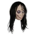 MOLEZU MOMO Mask Horror Devil Mask with Long Hair, Scary Costume Halloween Creepy Cosplay Party Decoration Prop