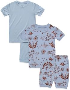 VAENAIT BABY"Kids Boys Viscose Pajamas Sea Animal Print Pj 4pcs Set Colorful Bluegrey+Dinosaur Museum 2XL
