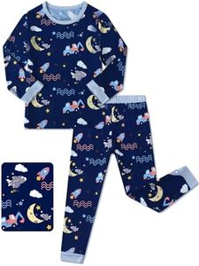 JunNeng Bamboo Viscose Toddler Boys' Pajamas 2 Piece, DarkSpace, 6Y-7Y