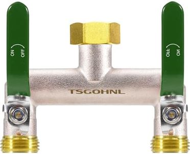 Yayamz 2 Way Garden Hose Splitter, 3/4" GHT Brass Hose Splitter - Green