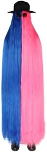 BC GOODS BY Unisex Dapper Creature 66-Inch Extra Long Styles Wig | Adult Playboy Wigs for Men and Women | Fictional Character Mysterious Hairy Costume Wig for Halloween Cosplay - Blue & Pink