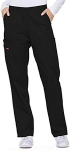 Dickies Women's Signature Elastic Waist Scrubs Pant, Black, X-Small Petite