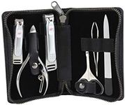 Seki Edge Craftsman Luxury Men's Grooming Set (SS-3103) - 6 Piece Premium Manicure & Pedicure Kit with Clippers, Nipper, Scissors, File, Tweezers in Travel Case