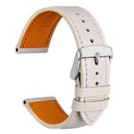 WOCCI 22mm Leather Watch Strap for Men and Women, Italian Leather, Embossed Alligator Grain, Silver Buckle (White)