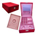 Styleys Faux Leather Jewelry Box Organizer for Earring, Rings, Necklace, Bracelets with Mirror Attached Lid - Jewelry Holder Case (Red - S11075)