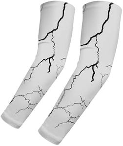 Autofy Active-Fit 240 GSM Printed Outdoor Indoor Use Unisex Arm Sleeves with UV Tan Protection & Compression Cooling Effect for Men Women Kids – [White, Pack of 1]