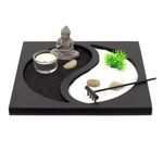 Carousel Home and Gifts Miniature Desktop Stress Relief Meditation Yin Yang Buddha Zen Garden Set