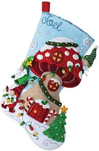 Bucilla Felt Applique 18" Stocking Making Kit, Gnome Christmas, Perfect for DIY Arts and Crafts, 89473E