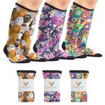 Viasox 3 Pack Compression Socks Women & Men, Circulation Support, 12-15mmHg Neuropathy, Paws & Petals, M