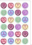 24 PRECUT Love Heart Sweets Themed Edible Wafer Paper Round Cake Toppers - Perfect for Valentines Day