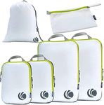 Cipway Ultralight Compression Packing Cubes 6 Set Expandable Travel Organizers for Suitcase, Carry-On Luggage & Backpack Travel Compressible Bags (White)
