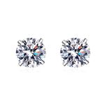 925 Sterling Silver Stud Moissanite Stud Earrings, 1ct-2ct DF Color Brilliant Round Cut Moissanite Earrings 925 Sterling Silver Friction Back for Women & Men (0.4 ct)