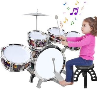 Raimy Toddlers Drum Set with 5 Piece High Mini Musical Jazz Drum Kit for Kids Musical Instruments Toys Gifts for Age 3 4 5 6 7 8 Year Old Boys Girls Baby Children