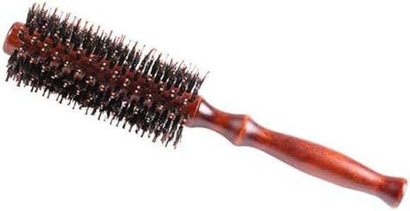 1PCs Boar Bristle Round Brush Round Hair Brush ，Wooden Handle Styling Brush Anti Static ，Small Roller Hair Comb for Women and Men, Straightening and Curling, Wet and Dry Hair